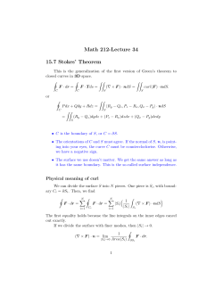 Math 212-Lecture 34 15.7 Stokes` Theorem