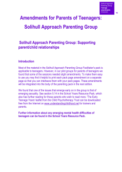 Parenting Group /Teenage amendments