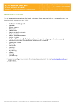 EXAMPLES OF ALLIED HEALTH - Australian College of Nursing