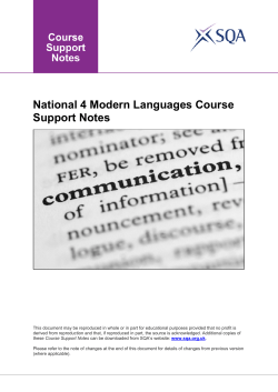 National 4 Modern Languages Course Support Notes