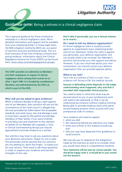 Being a witness in a clinical negligence claim