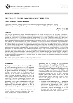 original paper the quality of life for children with epilepsy