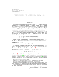 THE THRESHOLD FOR RANDOM k-SAT IS 2k log 2