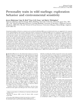 Personality traits in wild starlings: exploration behavior and