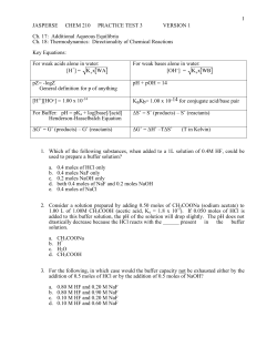 1 JASPERSE CHEM 210 PRACTICE TEST 3 VERSION 1 Ch. 17