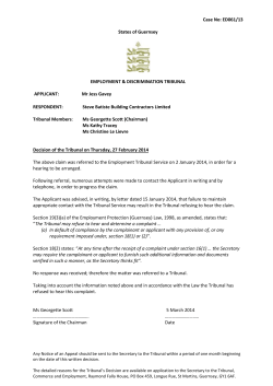Case No: ED061/13 States of Guernsey EMPLOYMENT