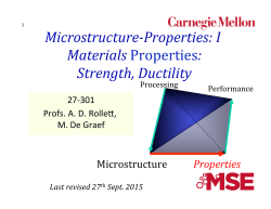 Microstructure-‐Properties: I Materials Properties: Strength, Ductility