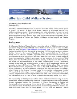 Alberta`s child welfare system - Canadian Child Welfare Research