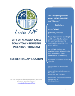CITY OF NIAGARA FALLS DOWNTOWN HOUSING INCENTIVE