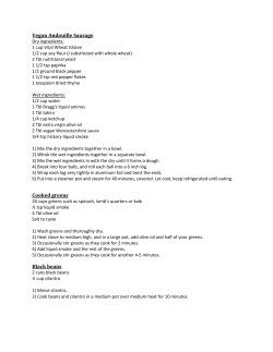 Vegan Andouille Sausage Cooked greens Black beans