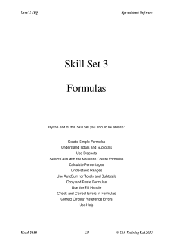 Unit 227 - Spreadsheet Software (Excel 2010)