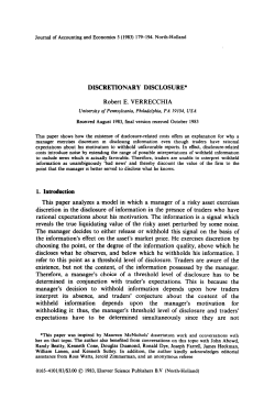 Robert E. VERRECCHIA This paper analyzes a
