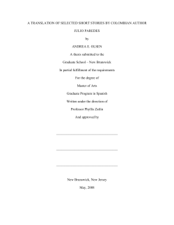 A TRANSLATION OF SELECTED SHORT STORIES BY