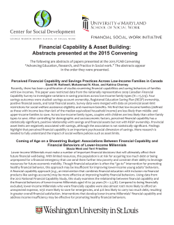 Abstracts of papers presented at the 2015 FCAB convening
