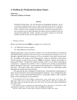 A Problem for Predicativism about Names