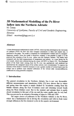 3D Mathematical Modelling of the Po River Inflow into