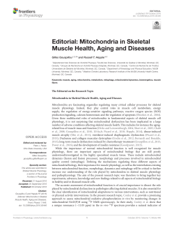 Editorial: Mitochondria in Skeletal Muscle Health, Aging and Diseases