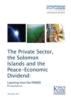 The Private Sector the Solomon Islands and the Peace