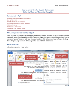 How to Format Heading Styles in the American University Thesis
