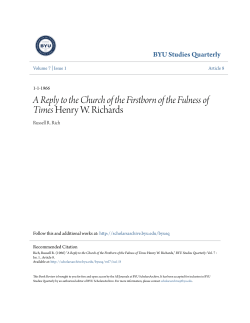 A Reply to the Church of the Firstborn of the Fulness of Times Henry