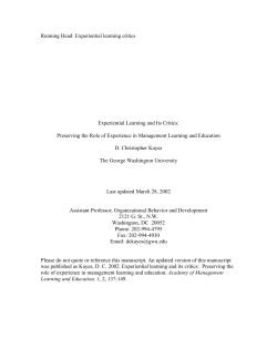 Experiential learning critics - Experience Based Learning Systems, Inc