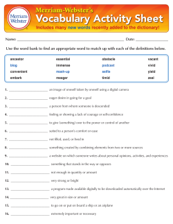MW Vocabulary Activity Sheet