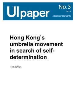 Hong Kong`s umbrella movement in search of self