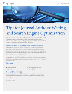 Tips for Journal Authors: Writing and Search Engine