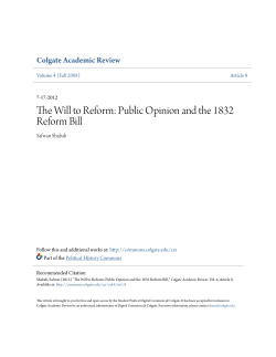 The Will to Reform: Public Opinion and the 1832 Reform Bill
