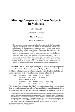 Missing Complement Clause Subjects in Malagasy