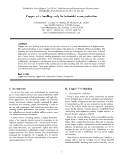 Copper wire bonding ready for industrial mass production