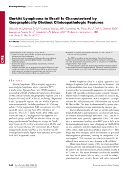 Burkitt lymphoma in Brazil is characterized by geographically distinct