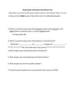 Study Guide: World War One Review Test 1. What are