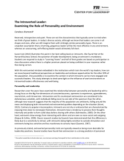 The Introverted Leader - FIU Center for Leadership