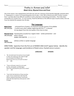 Blank Verse, Rhymed Verse, and Prose Activity