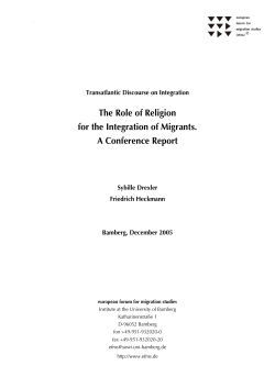 The Role of Religion for the Integration of Migrants. A