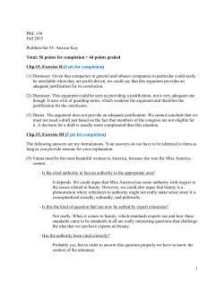PHL 130 Fall 2015 Problem Set #3- Answer Key Total: 56 points for