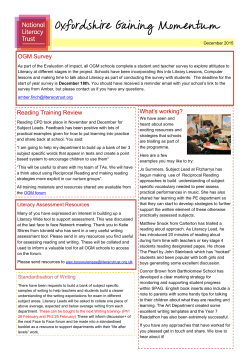 OGM Survey Reading Training Review What`s working?