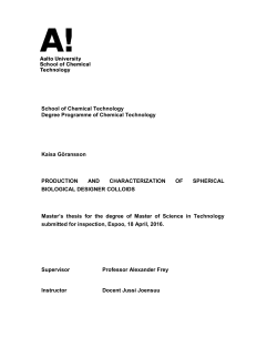 School of Chemical Technology Degree Programme of