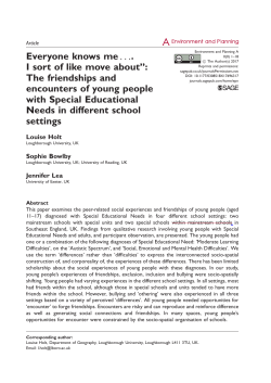 Everyone knows me.... I sort of like move about``: The friendships and