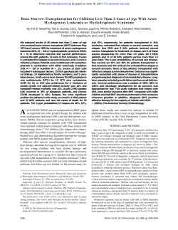 Bone Marrow Transplantation for Children Less Than 2 Years of Age