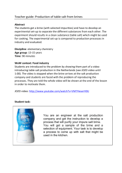 Teacher guide: Production of table salt from brines