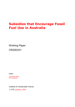 Subsidies that Encourage Fossil Fuel Use in Australia