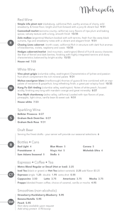 Red Wine White Wine Sparkling Wine Draft Beer Bottles • Cans