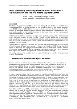 eight weeks in the life of a Maths Support Centre