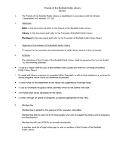 Friends of the Bonfield Public Library By-law