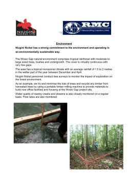 Environment Niugini Nickel has a strong commitment to the