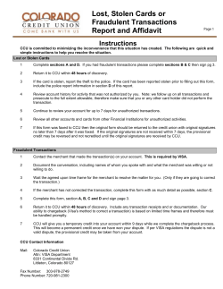 Lost, Stolen Cards or Fraudulent Transactions Report and Affidavit