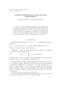 POSITIVE EXPONENTIAL SUMS AND ODD POLYNOMIALS Marina