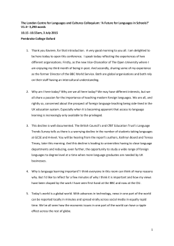 1 The London Centre for Languages and Cultures Colloquium: `A
